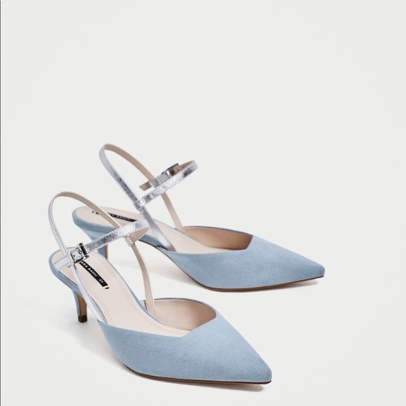 light blue sling back shoes